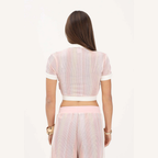 Cropped crochet polo shirt and Originals pants