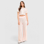 Cropped crochet polo shirt and Originals pants