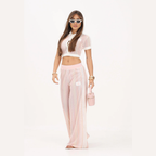 Cropped crochet polo shirt and Originals pants